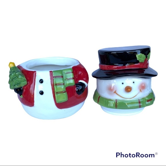 Snowman Jar Canister Ceramic Hand Painted Multipurpose Cookies Christmas Decor - Picture 9 of 16